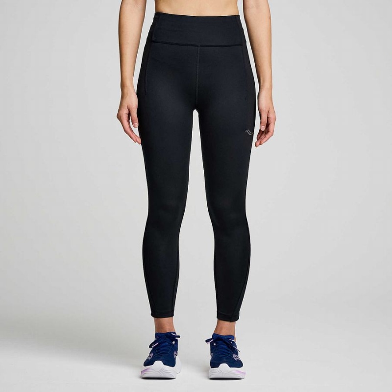 Women\'s Saucony Fortify Crop Tight Black | Australia S82356-P59