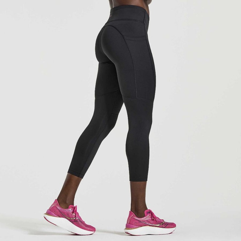 Women's Saucony Fortify Crop Tight Black | Australia S30746-N23