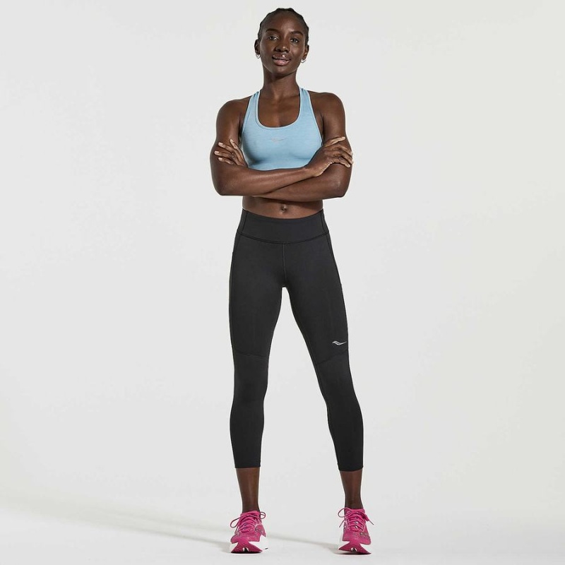 Women's Saucony Fortify Crop Tight Black | Australia S30746-N23