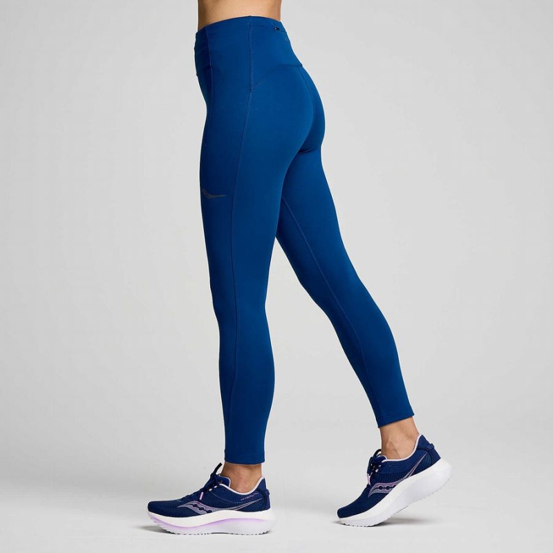 Women's Saucony Fortify Crop Tight Indigo | Australia S96170-U87