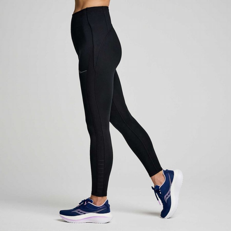 Women's Saucony Fortify Viz Tight Black | Australia S67039-L31