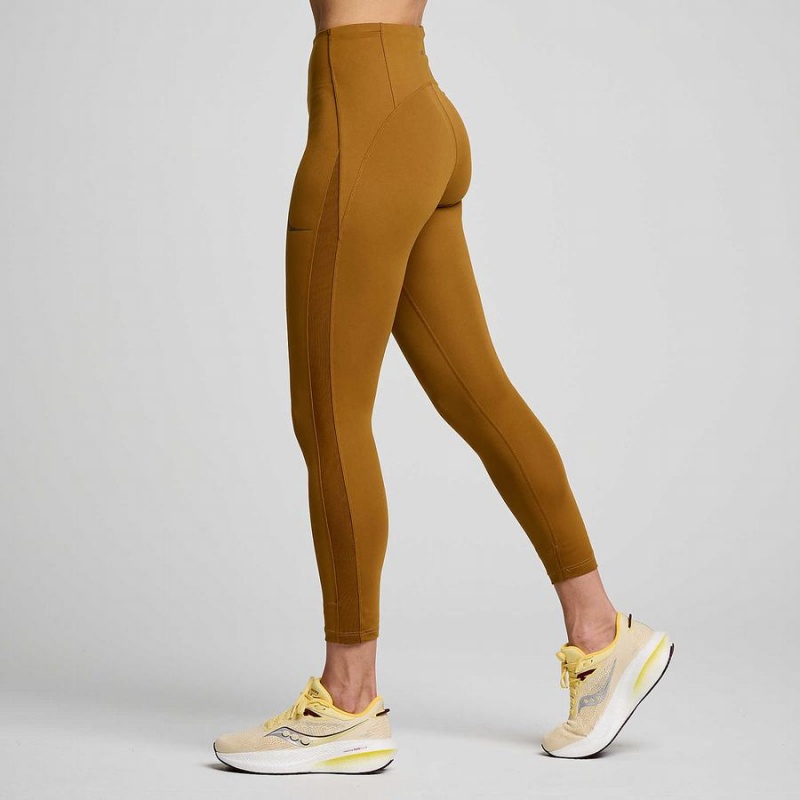 Women's Saucony Fortify Viz Tight Brown | Australia S01236-K73