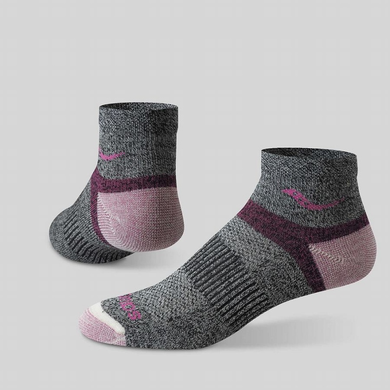 Women's Saucony Inferno Merino Wool Blend Quarter 3-Pack Socks Pink | Australia S25086-P74