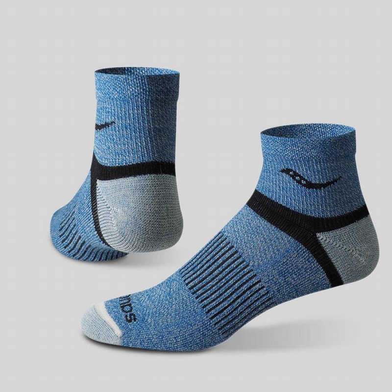 Women's Saucony Inferno Merino Wool Blend Quarter 3-Pack Socks Blue | Australia S57249-X51