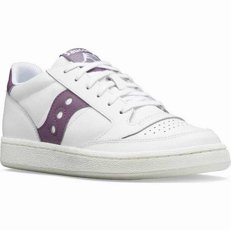 Women's Saucony Jazz Court PU Sneakers White / Purple | Australia S83260-T10