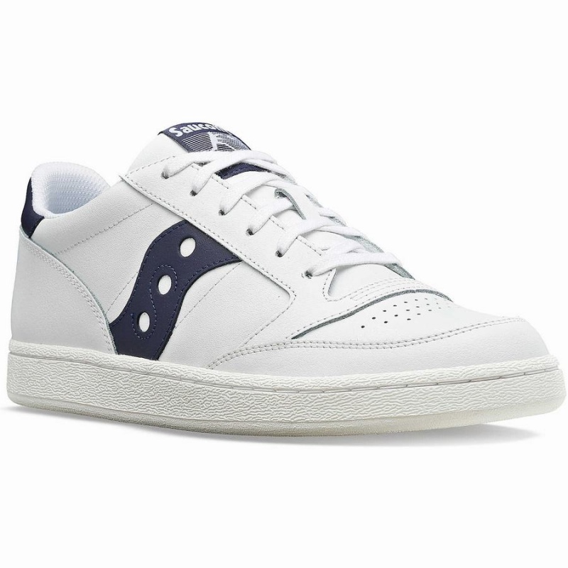 Women's Saucony Jazz Court PU Sneakers White / Navy | Australia S71036-L12