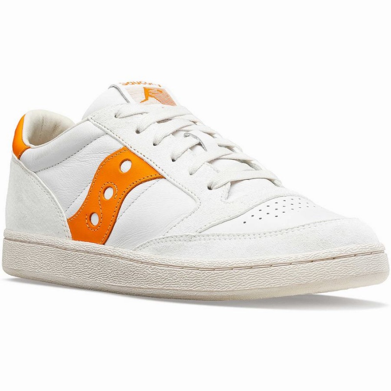 Women's Saucony Jazz Court Premium Sneakers White / Orange | Australia S91075-J75