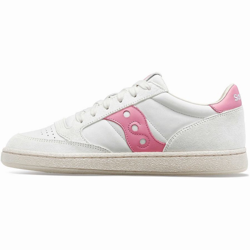 Women's Saucony Jazz Court Premium Sneakers White / Pink | Australia S74610-K59