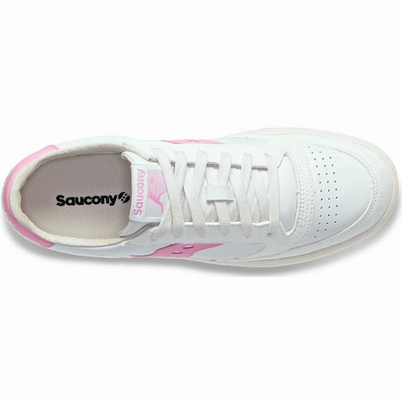 Women's Saucony Jazz Court Premium Sneakers White / Pink | Australia S74610-K59