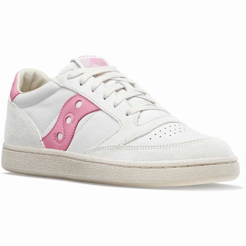 Women's Saucony Jazz Court Premium Sneakers White / Pink | Australia S74610-K59