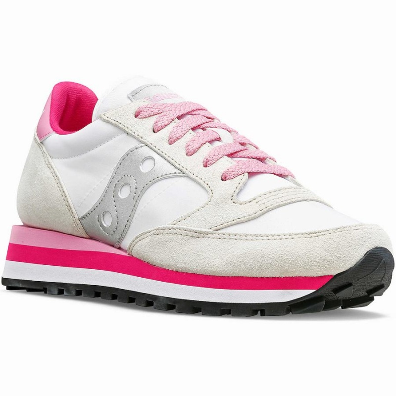 Women's Saucony Jazz Triple Sneakers White / Grey / Pink | Australia S87624-B36