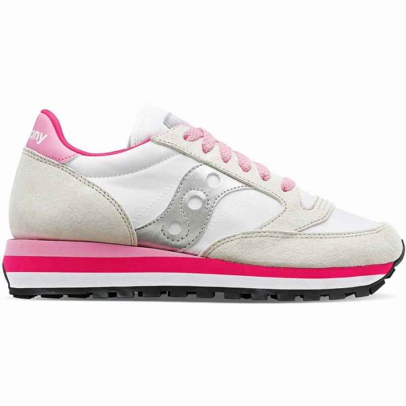 Women\'s Saucony Jazz Triple Sneakers White / Grey / Pink | Australia S87624-B36