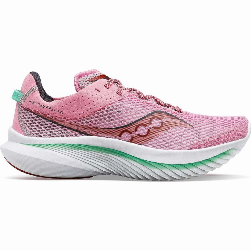 Women\'s Saucony Kinvara 14 Running Shoes Pink / Green | Australia S35612-M97