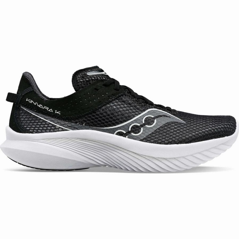 Women\'s Saucony Kinvara 14 Running Shoes Black / White | Australia S53907-J06