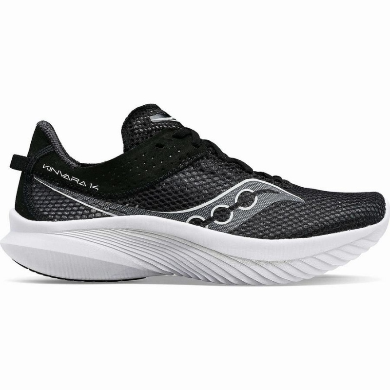 Women\'s Saucony Kinvara 14 Wide Running Shoes Black / White | Australia S71835-N70