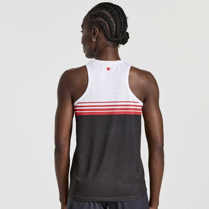 Women's Saucony NYC Stopwatch Singlet Tank Top White / Black | Australia S23491-L48