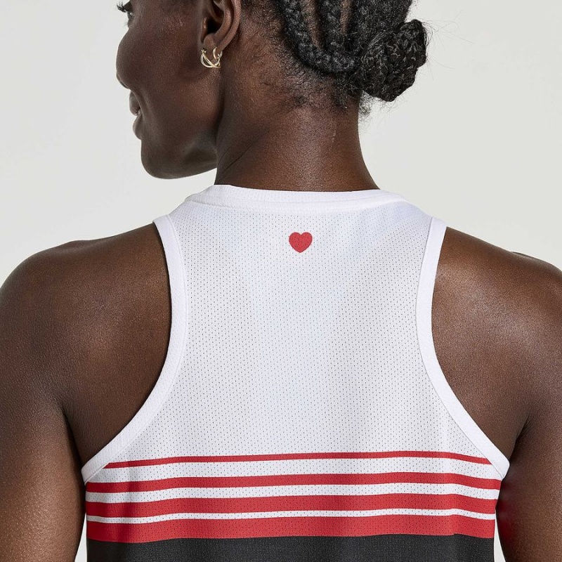 Women's Saucony NYC Stopwatch Singlet Tank Top White / Black | Australia S23491-L48