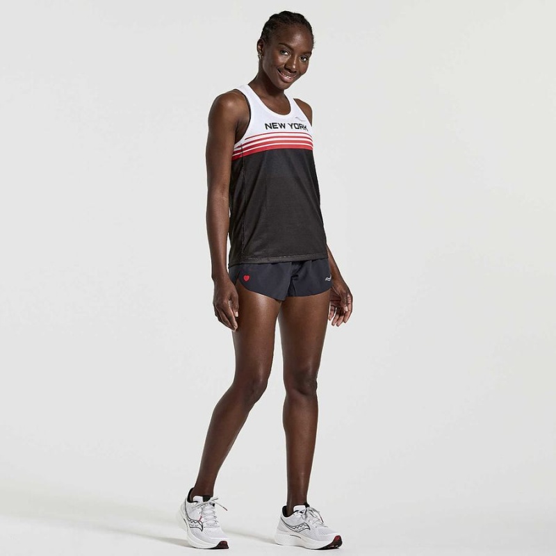 Women's Saucony NYC Stopwatch Singlet Tank Top White / Black | Australia S23491-L48