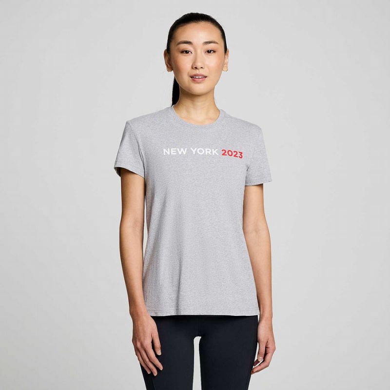 Women's Saucony New York Rested T Shirts Grey | Australia S14637-D27