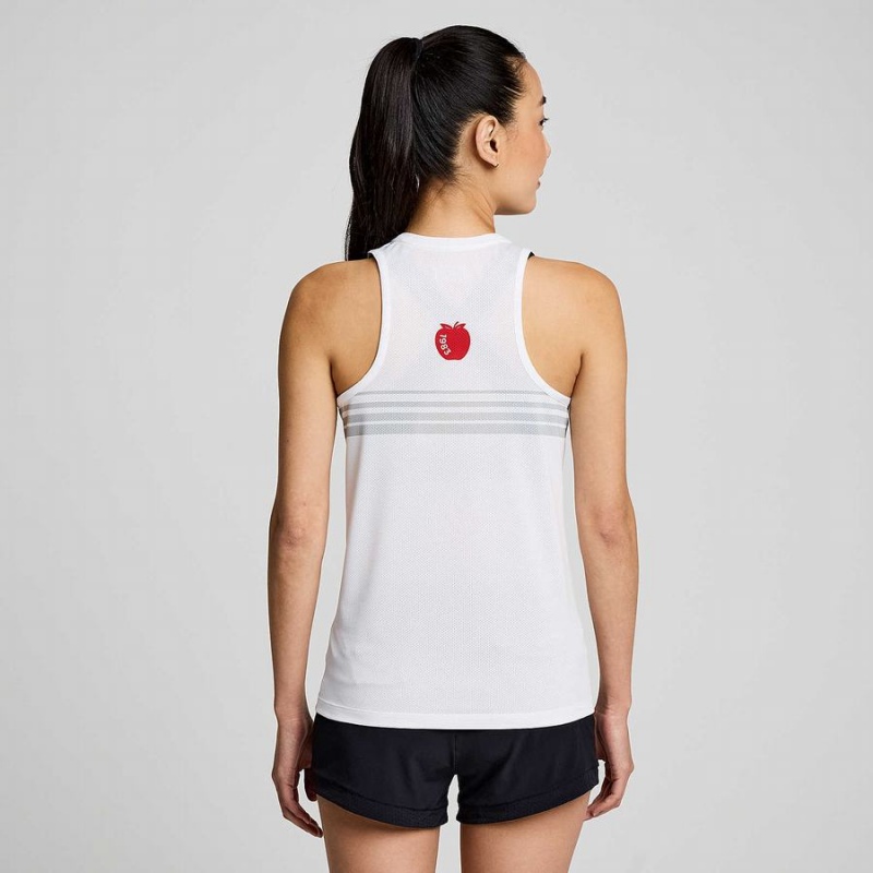 Women's Saucony New York Stopwatch Singlet Tank Top White | Australia S78365-X43