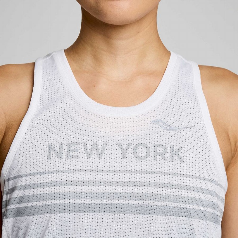 Women's Saucony New York Stopwatch Singlet Tank Top White | Australia S78365-X43