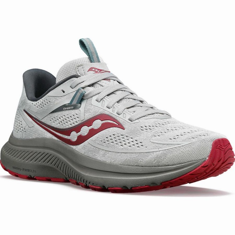 Women's Saucony Omni 21 Running Shoes Grey / Red | Australia S49173-B65