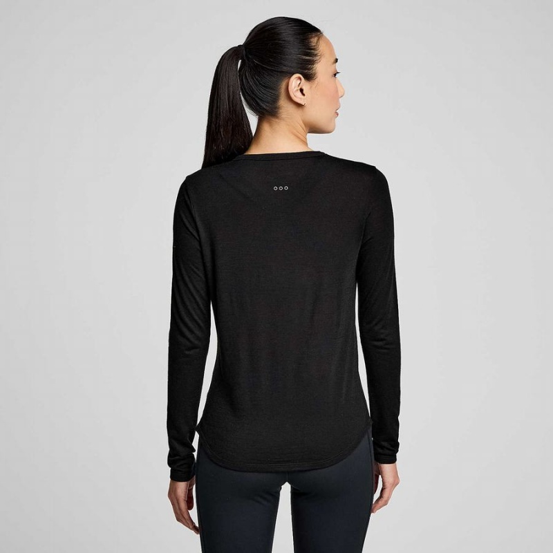 Women's Saucony Peregrine Merino Long Sleeve T Shirts Black | Australia S93082-M10