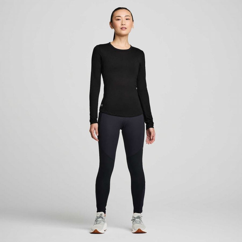 Women's Saucony Peregrine Merino Long Sleeve T Shirts Black | Australia S93082-M10