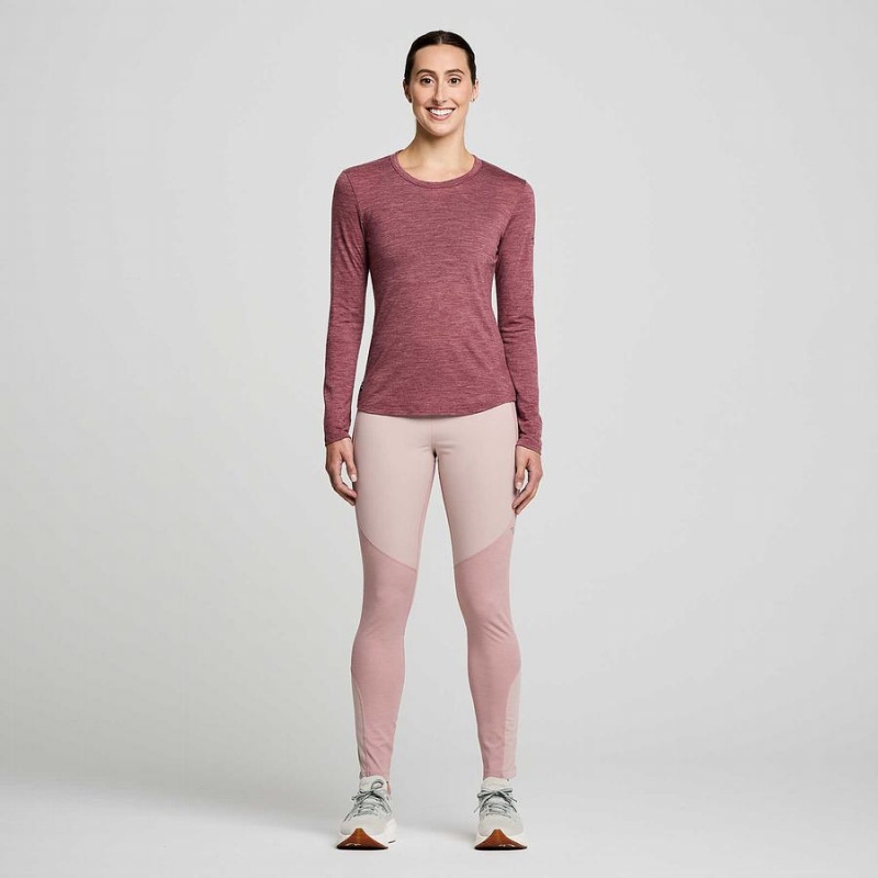 Women's Saucony Peregrine Merino Long Sleeve T Shirts Red | Australia S73401-A17