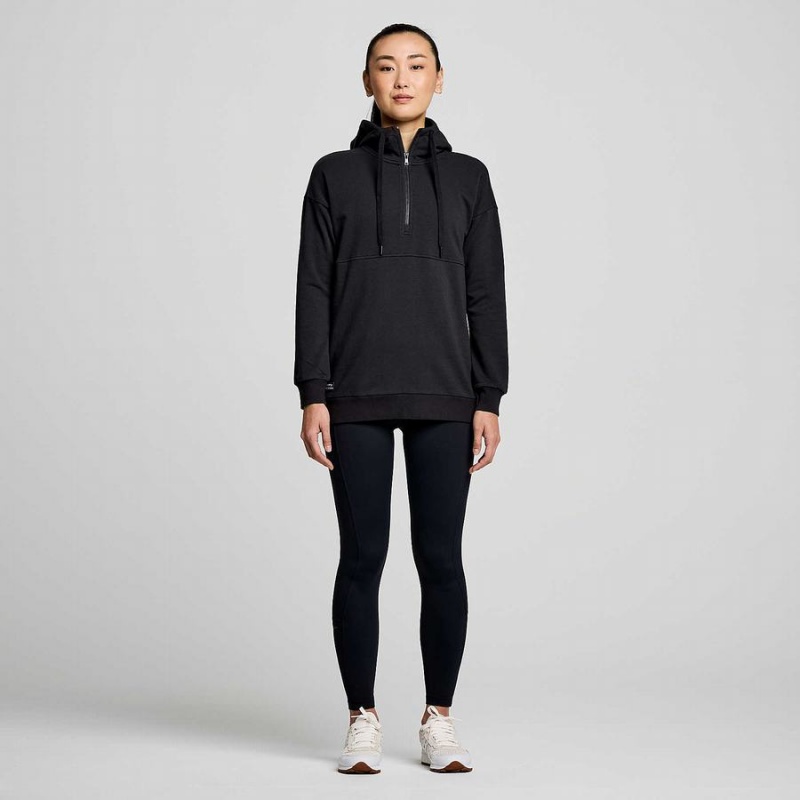 Women's Saucony Recovery Zip Tunic Hoodie Black | Australia S36912-B37