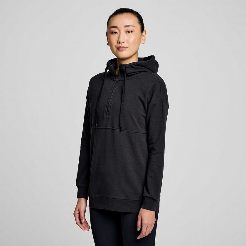 Women\'s Saucony Recovery Zip Tunic Hoodie Black | Australia S36912-B37