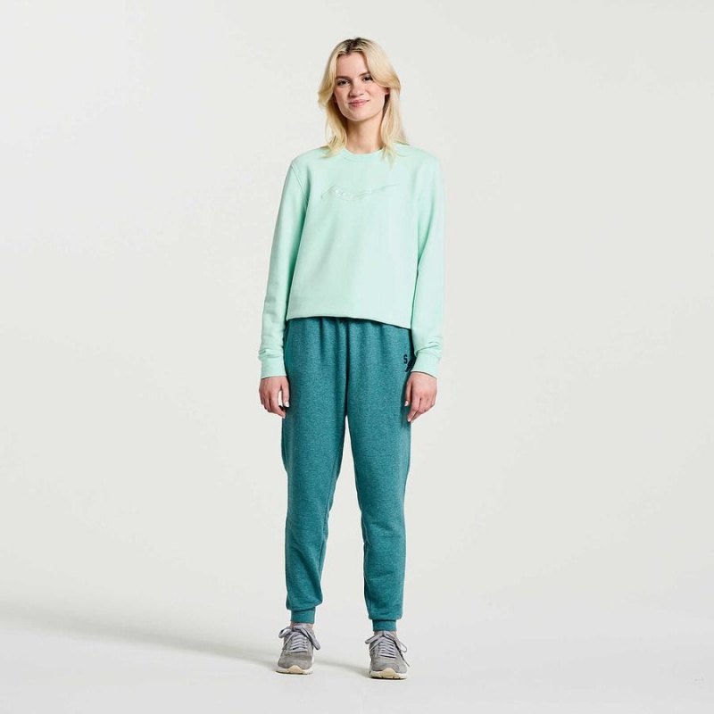 Women's Saucony Rested Crewneck Sweatshirt Turquoise | Australia S64315-Q05