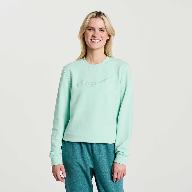 Women\'s Saucony Rested Crewneck Sweatshirt Turquoise | Australia S64315-Q05