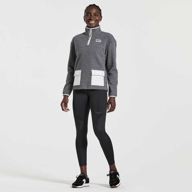 Women's Saucony Rested Sherpa 1/4 Zip Tops Black | Australia S70948-H38