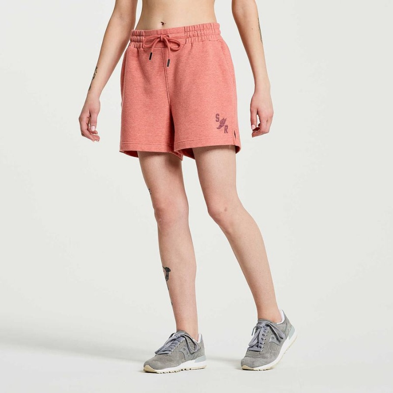 Women's Saucony Rested Sweat Shorts Soot Heather Graphic | Australia S85972-J03