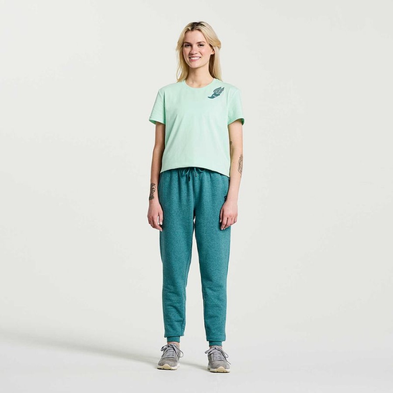 Women's Saucony Rested T Shirts Turquoise | Australia S52064-B60