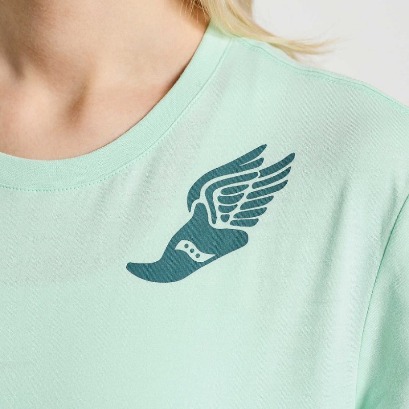 Women's Saucony Rested T Shirts Turquoise | Australia S52064-B60