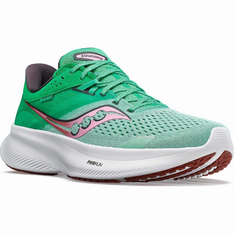 Women's Saucony Ride 16 Running Shoes Green / Pink | Australia S30826-B83