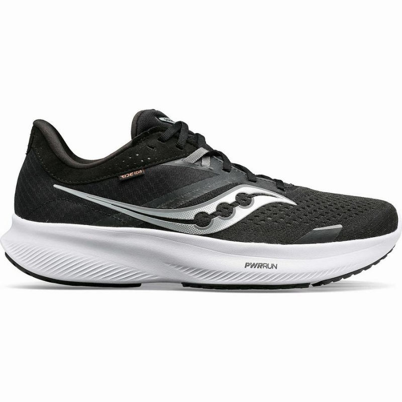 Women\'s Saucony Ride 16 Wide Running Shoes Black / White | Australia S81453-F07