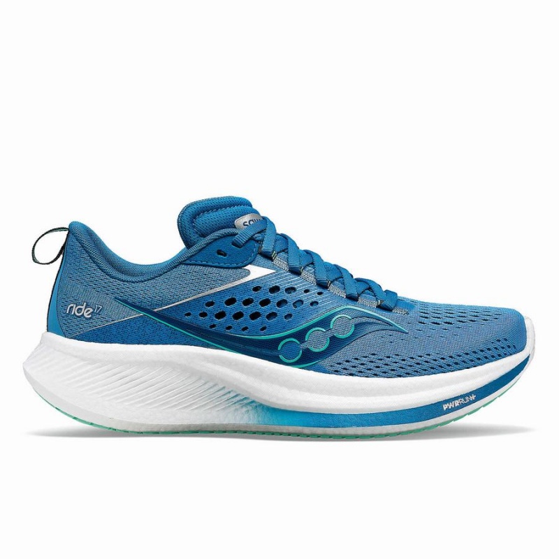 Women\'s Saucony Ride 17 Running Shoes Blue / Turquoise | Australia S62541-W39