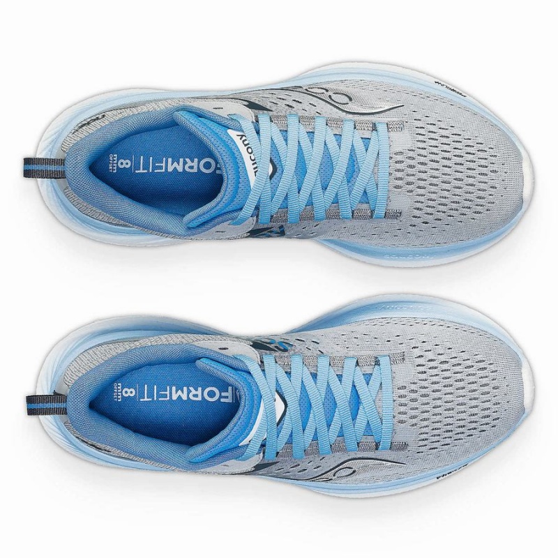 Women's Saucony Ride 17 Wide Running Shoes Grey / Blue | Australia S60915-C75