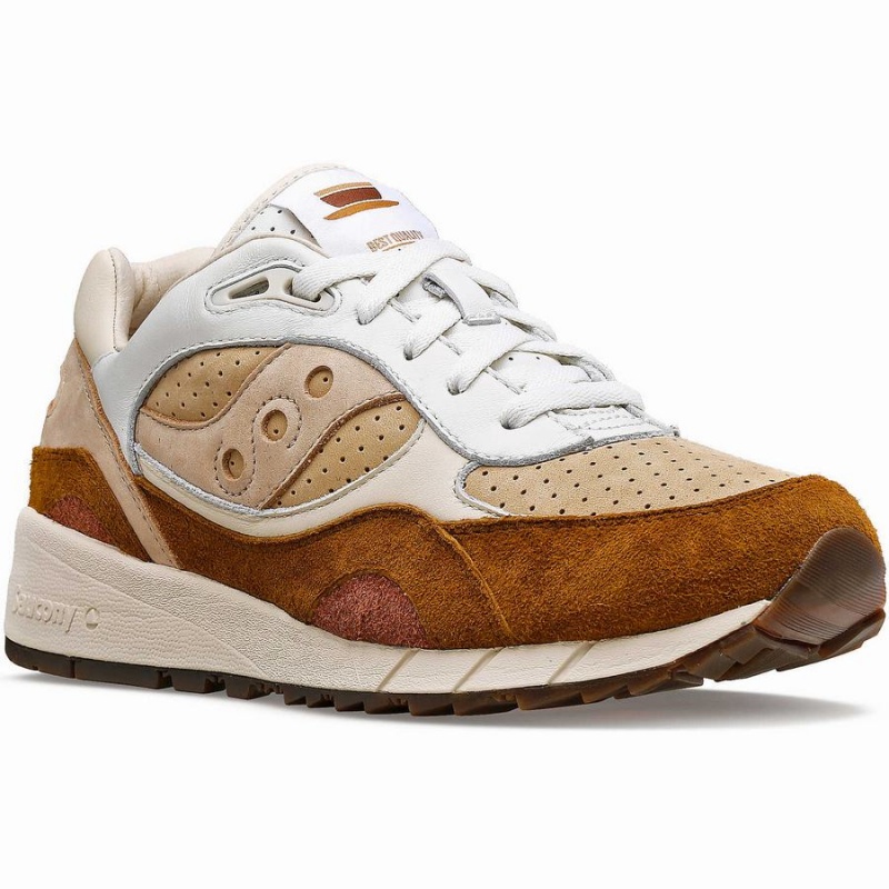 Women's Saucony Shadow 6000 Cappuccino Sneakers White / Brown | Australia S48176-A45