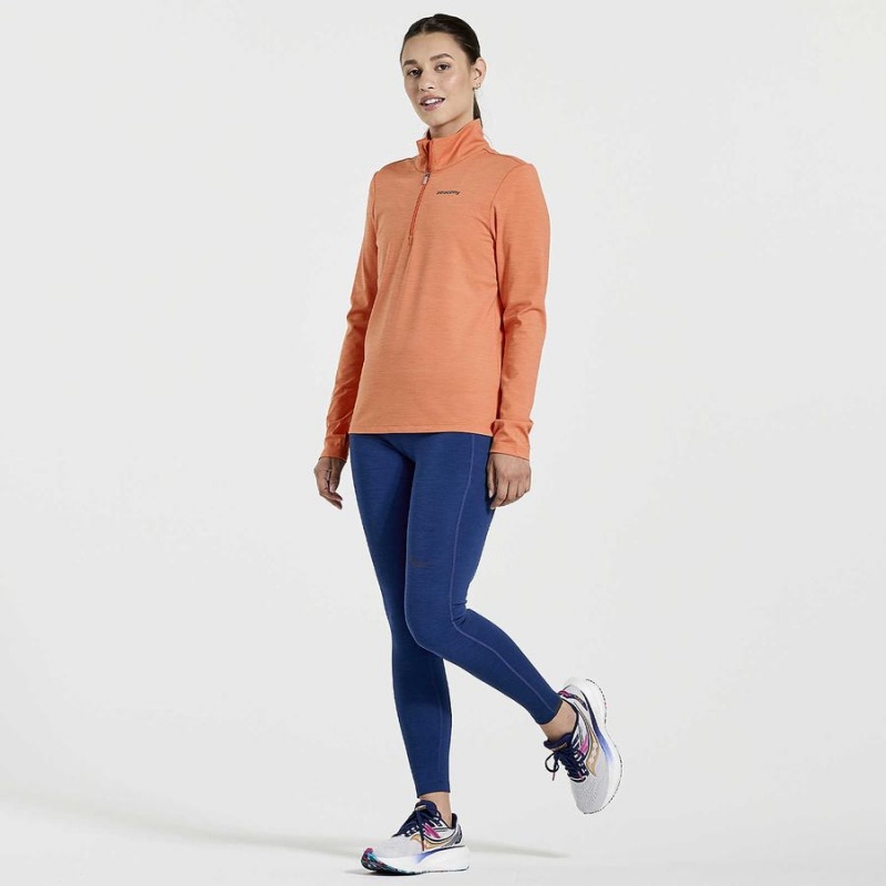 Women's Saucony Solstice 1/4 Zip Tops Orange | Australia S45169-X89