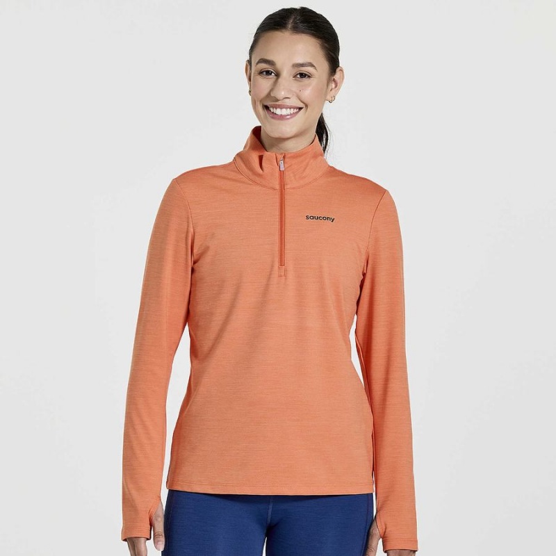 Women\'s Saucony Solstice 1/4 Zip Tops Orange | Australia S45169-X89