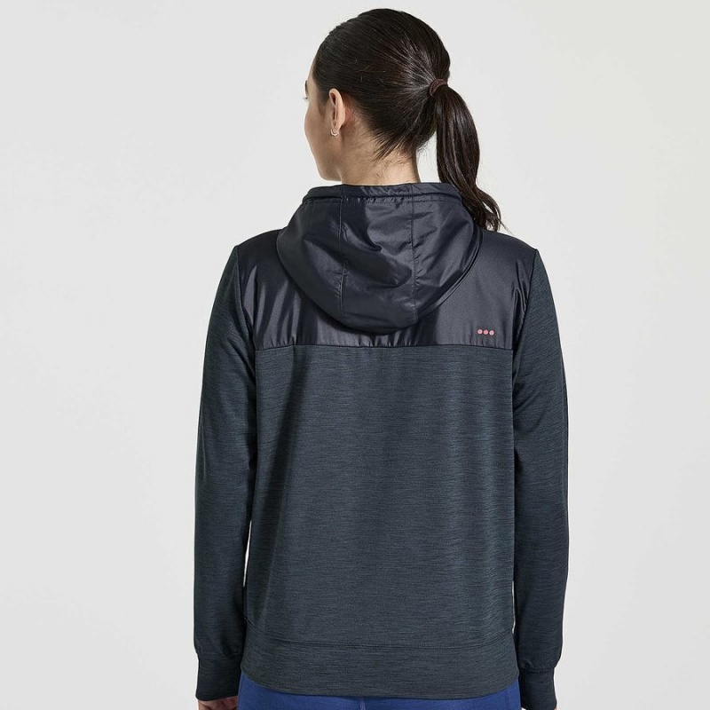 Women's Saucony Solstice Zip Hoody Tops Black | Australia S58437-H60