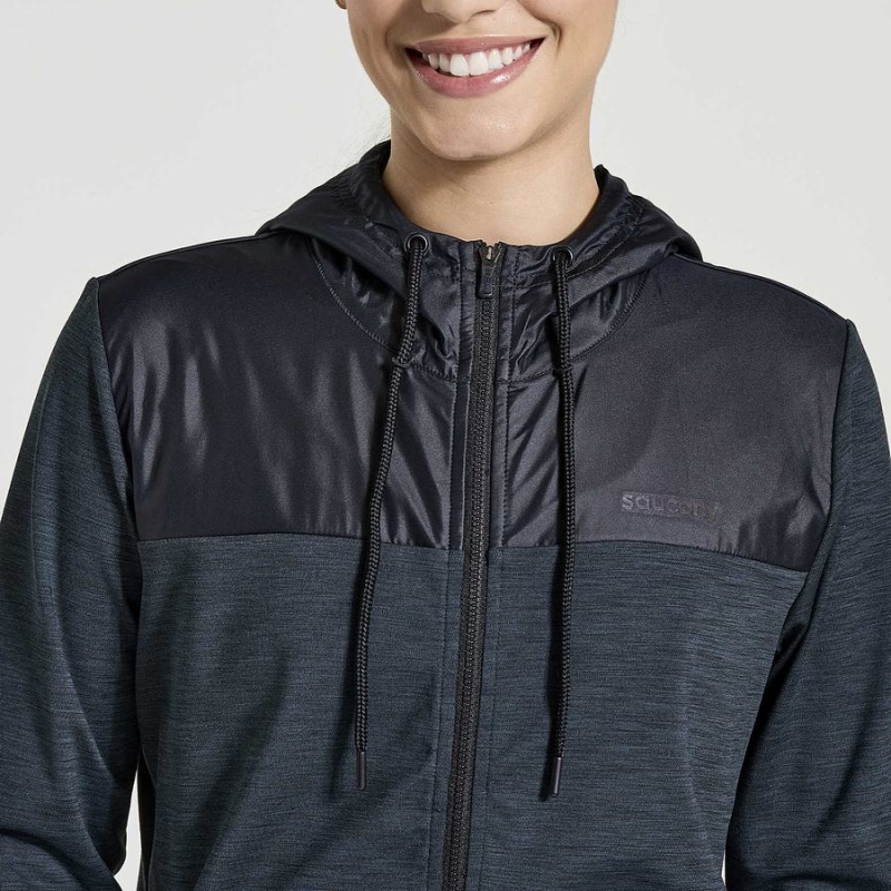 Women's Saucony Solstice Zip Hoody Tops Black | Australia S58437-H60