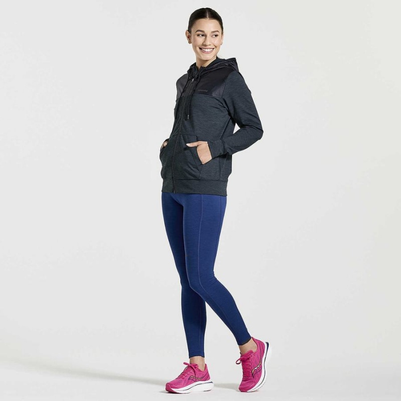 Women's Saucony Solstice Zip Hoody Tops Black | Australia S58437-H60