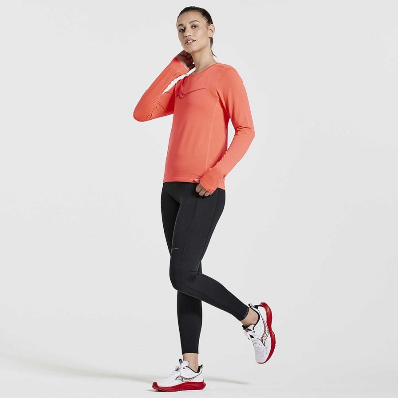 Women's Saucony Stopwatch Graphic Long Sleeve T Shirts Red | Australia S59043-F42