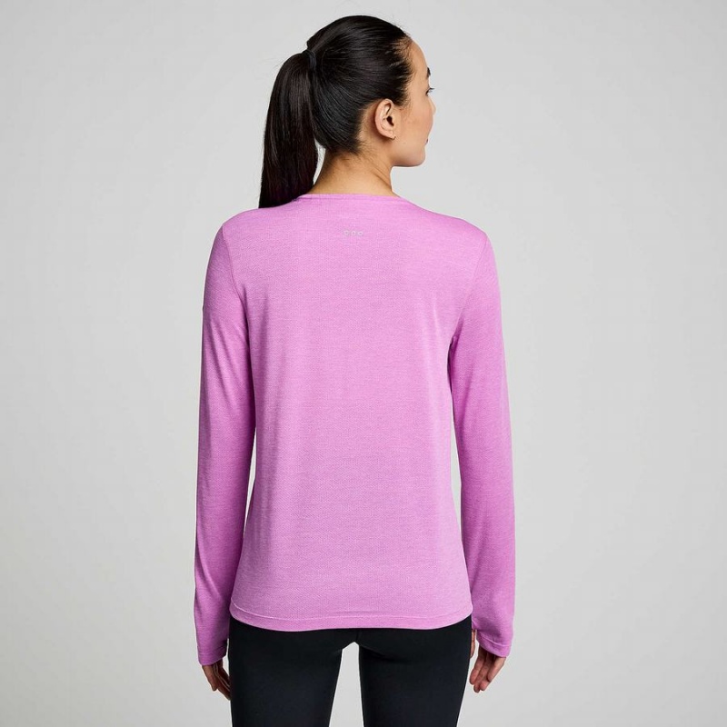 Women's Saucony Stopwatch Graphic Long Sleeve T Shirts Purple | Australia S90356-J64