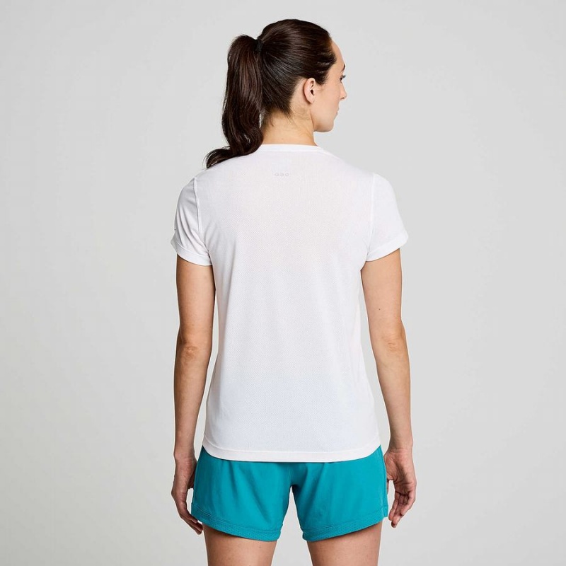 Women's Saucony Stopwatch Graphic Short Sleeve T Shirts White | Australia S68394-B40